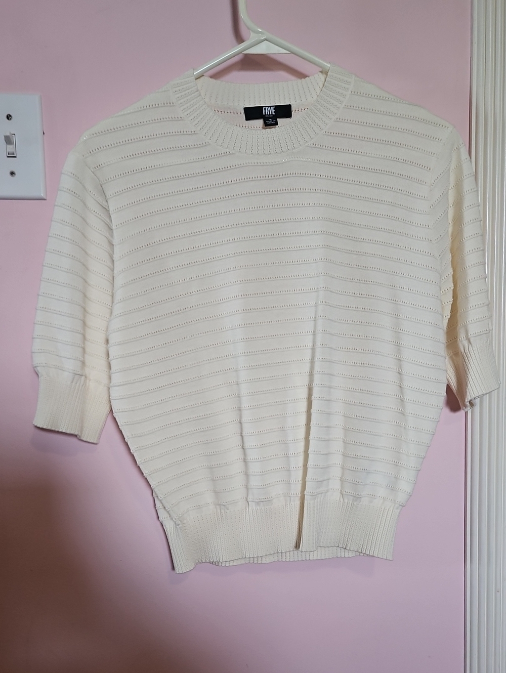 Frye Off-White Short Sleeve Knit Top